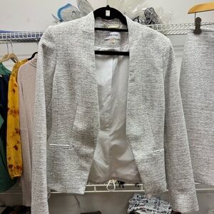 Calvin Klein Women's Textured Gray Blazer and Skirt Suit